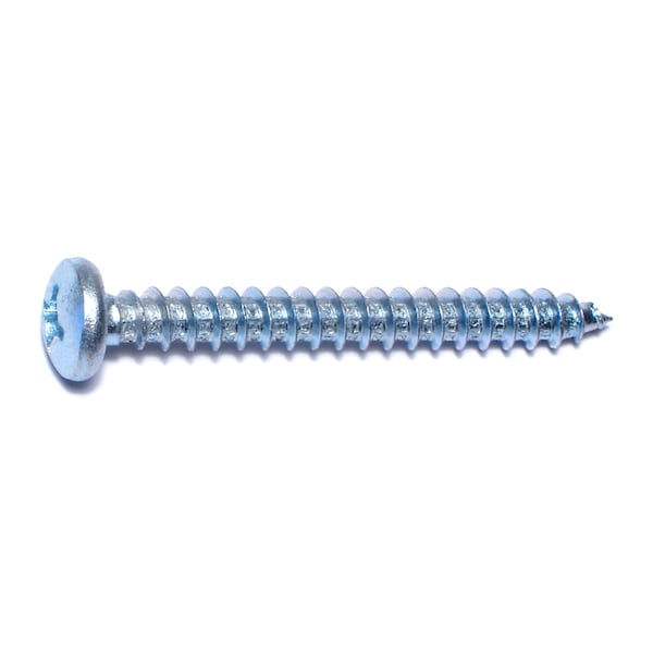 Midwest Fastener Sheet Metal Screw, #12 x 2 in, Zinc Plated Steel Pan Head Phillips Drive, 100 PK 03260 - main